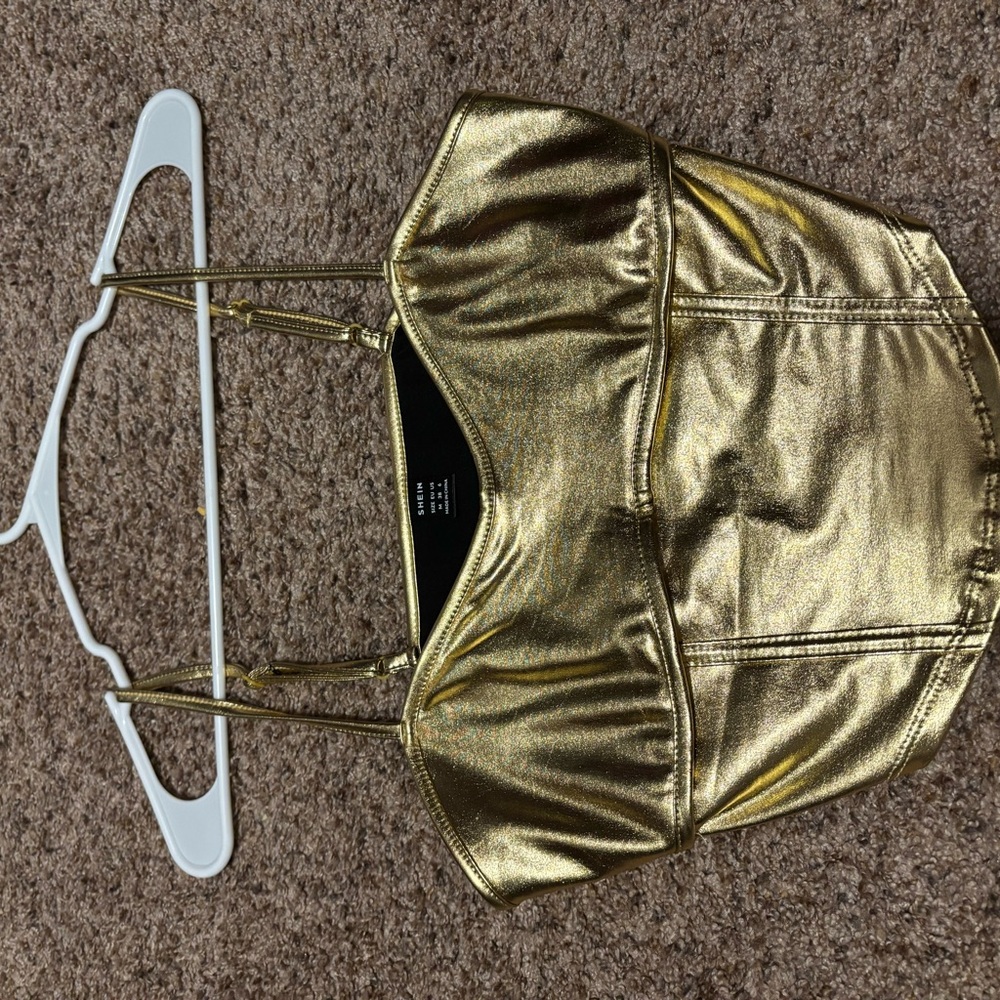 SHEIN Gold Metallic Crop Top